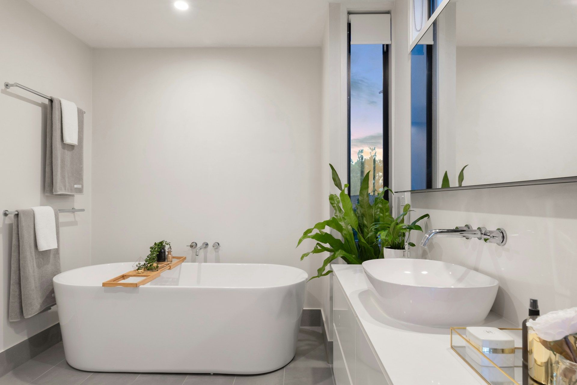 Elegant vanity installation in a minimalist master bath